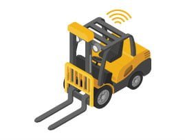 forklift with rfid unit